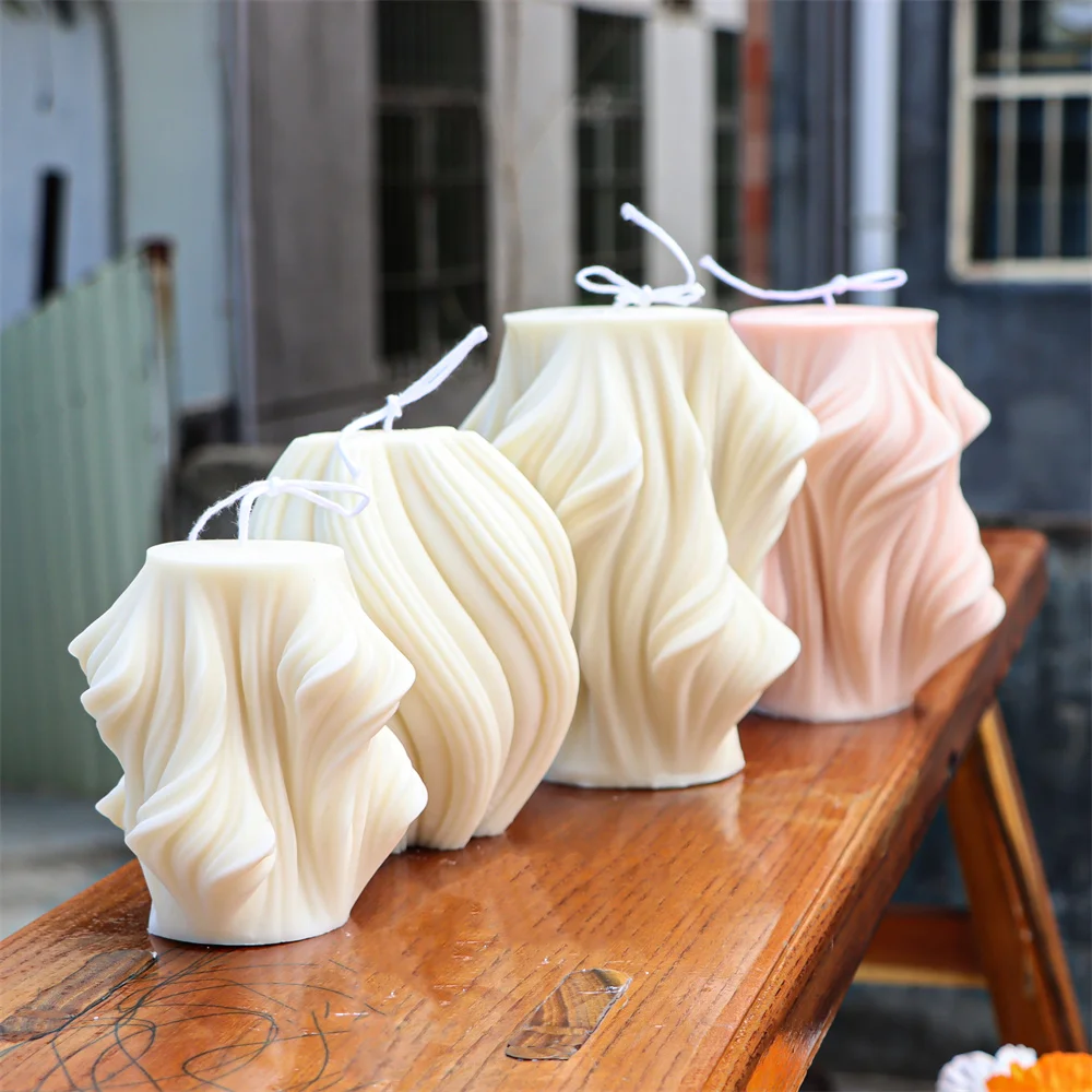 

Geometric Cone Swirl Vase Mold Candle Make Silicone Knitted Wolen Ball Yarn Plaster Decor Twisted Arch Diamond Bubble Resin Tool