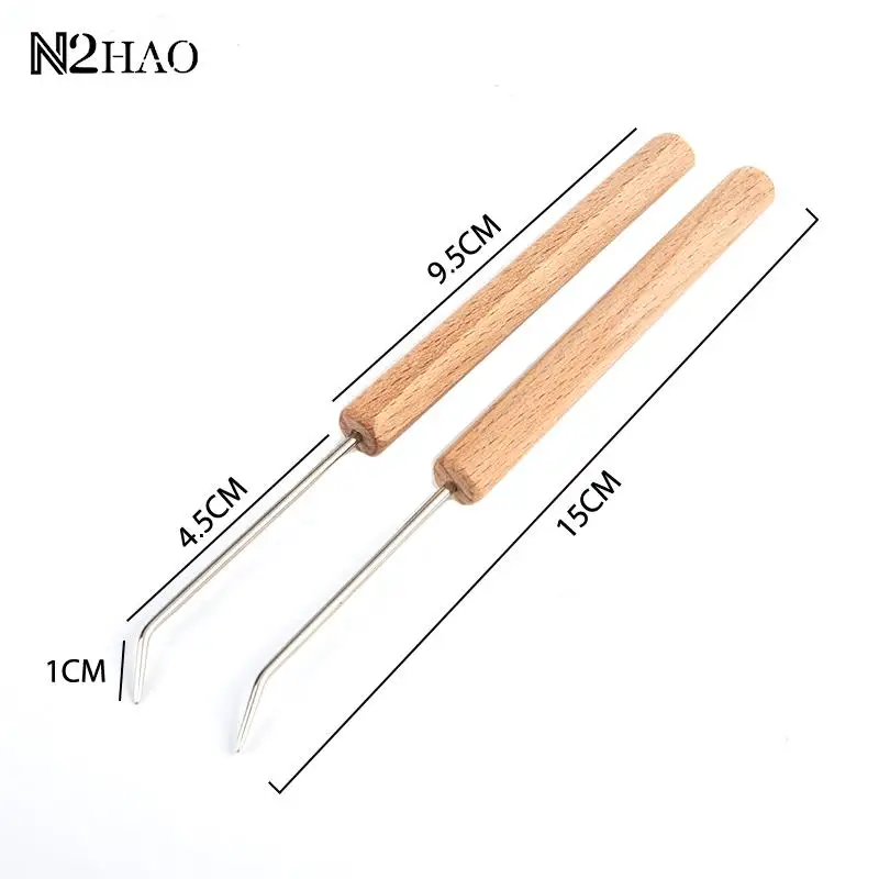 Bending Needle 2Pcs 15cm Solid Wood Wooden Knitting Loom Hook DIY Tools Sewing Crochet Fittings crochet hooks knitting loom