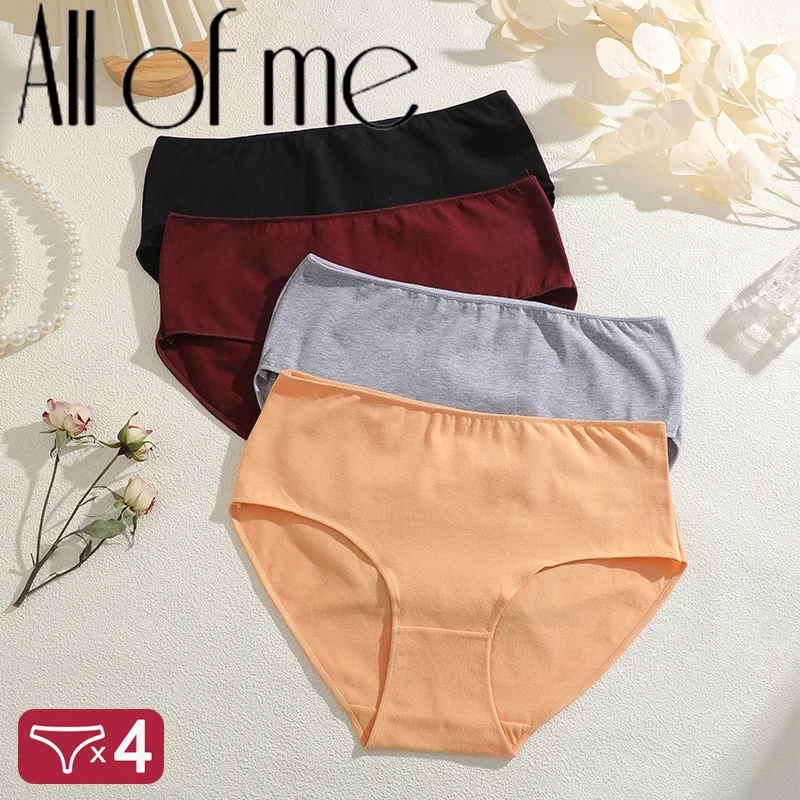 4Pcs/Set Comfort Cotton Panties Women High Waist Briefs Seamless Underwear Breathable Underpants Plus Size Panty S-2XL Intimates