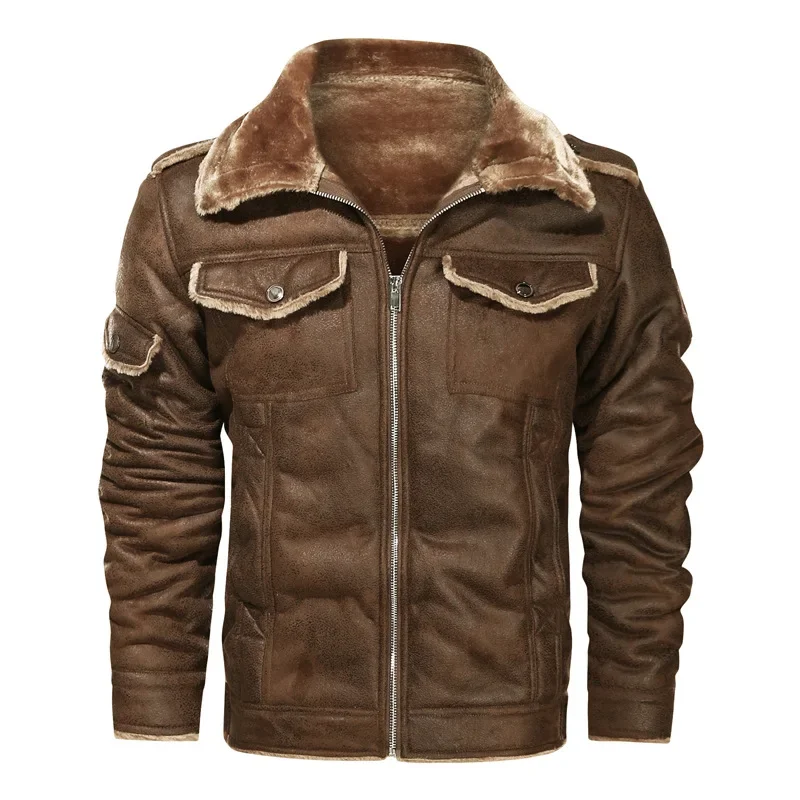 

MaiDangDi Hot Sale European and American Plush Lamb Fur Jacket Thickened Warm Motorcycle Suit Thickened Casual Leather Jacket