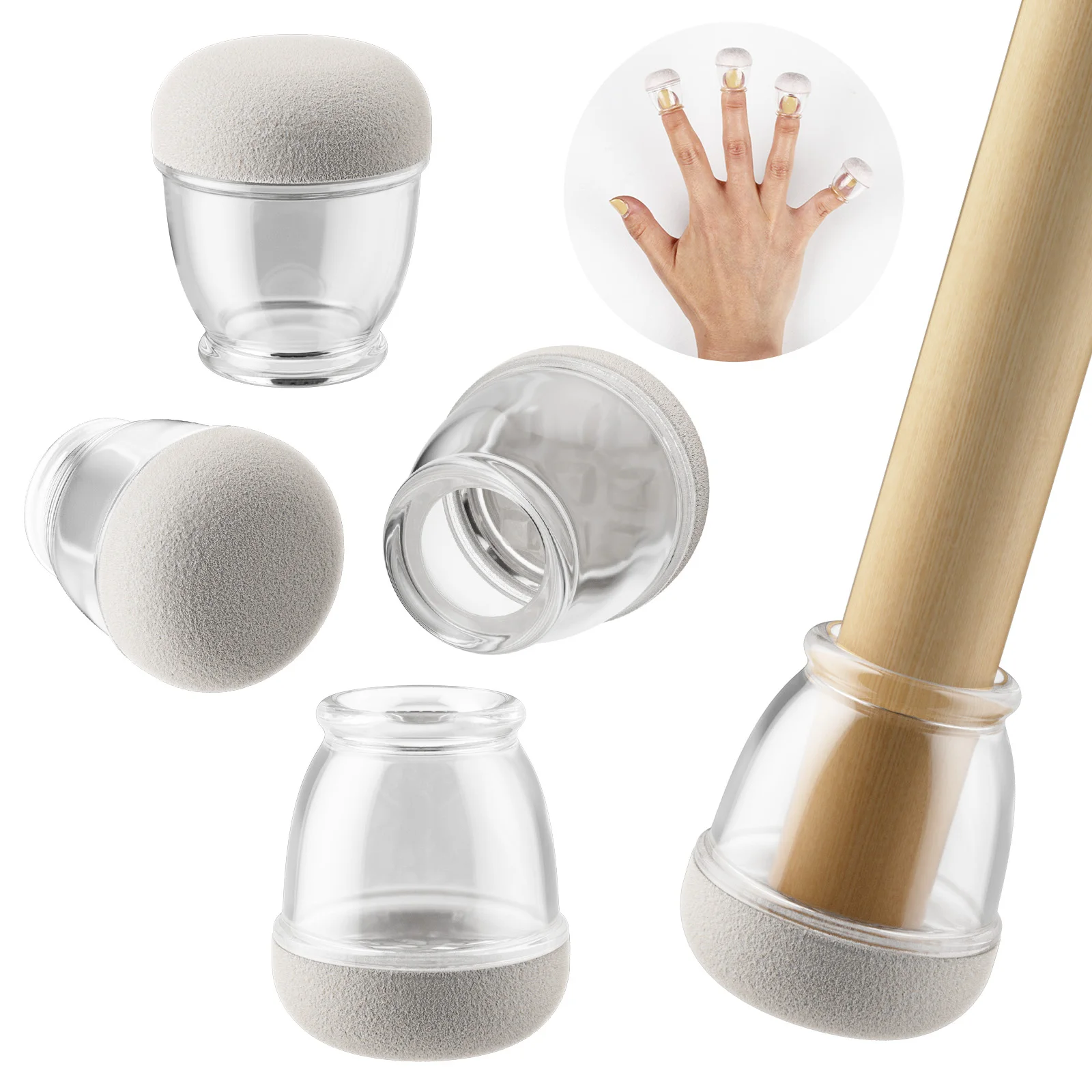 Set of 16 Clear Silicone Chair Leg Floor Protector Covers – Noise-Reducing Furniture Feet Guards