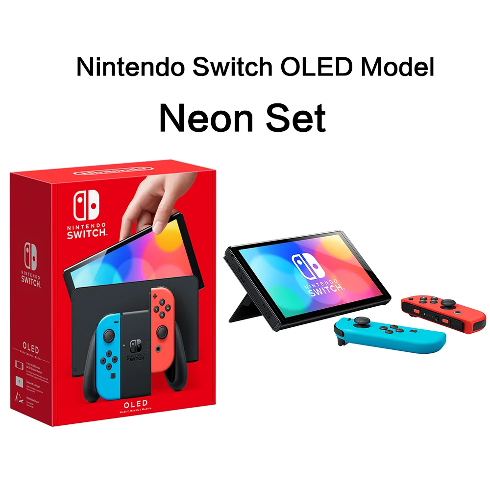 Nintendo Switch Splatoon 3 פוקימון Zelda גרסת OLED מודל 64GB מסך OLED בגודל 7 אינץ 'סט לבן כחול אדום נאון קונסולות משחקי וידאו