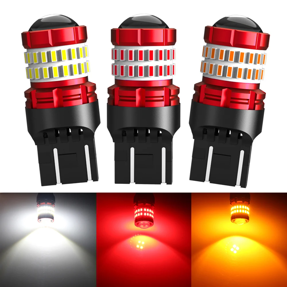 

BMTxms 2pcs 2400LM 7440 7443 Bulb No Error Free T20 W21W W21/5W LED WY21W LED Bulb Car Brake Reverse Light Lamp Auto Turn Signal