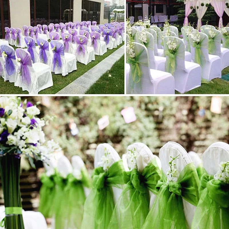 10M Organza Tüll transparenter Stoff Hintergrund Vorhang, moderne Organza Outdoor Party Dekor Stuhl Dekoration für Hochzeit, Party Dekor – Detail 10