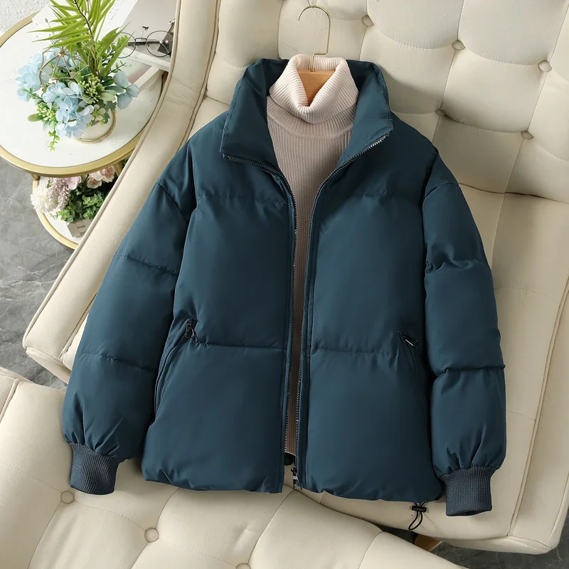 2022 Loose Korean Women Parkas Fashion Korean Winter Warm Thick Zipper Puffer Jacket Casual Cotton Padded Female Coats New