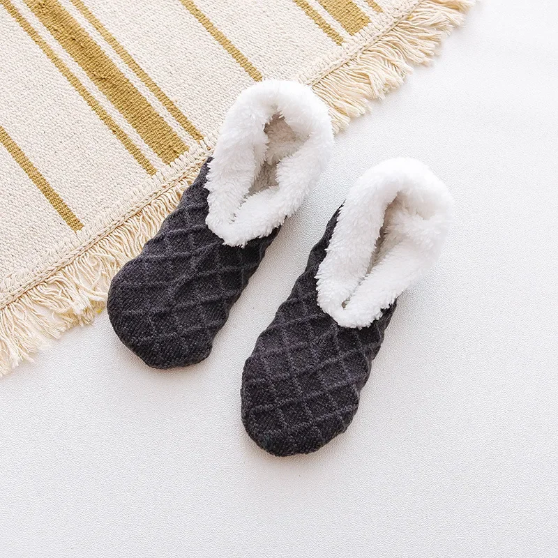 Frauen Winter Warme Dicke Socken Anti Slip Hause Boden Teppich Fuzzy Socken Lamm Wolle Samt Solide Farben Indoor Schlaf Hausschuhe Socken – Detail 17