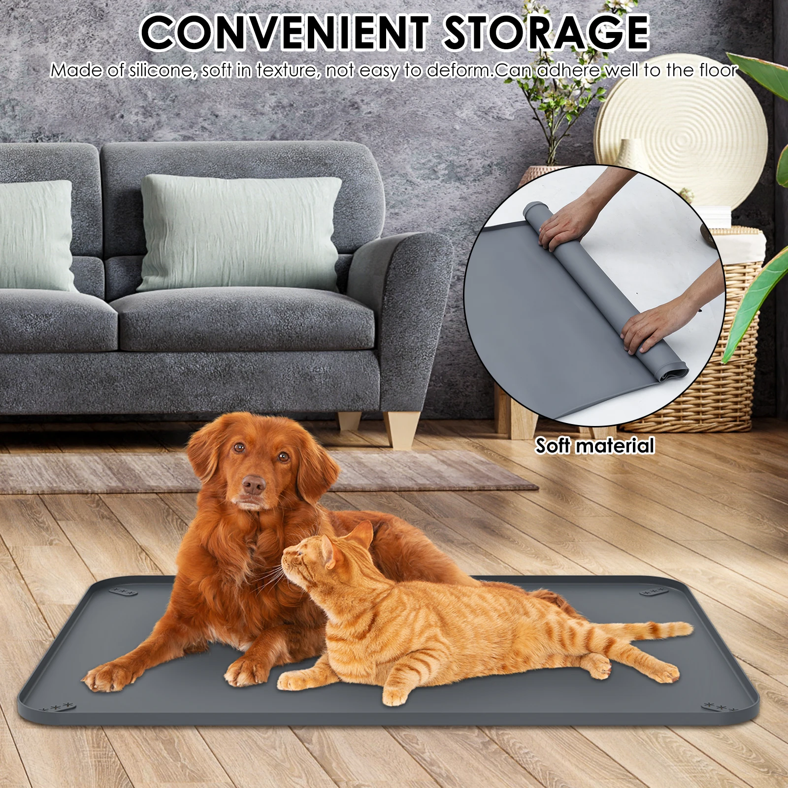 Silicone Pee Pad Holder Leak Proof Puppy Potty Training Pad Holder With Raised Edge S/M/L Dog Training Pad Holder Pet Supplies