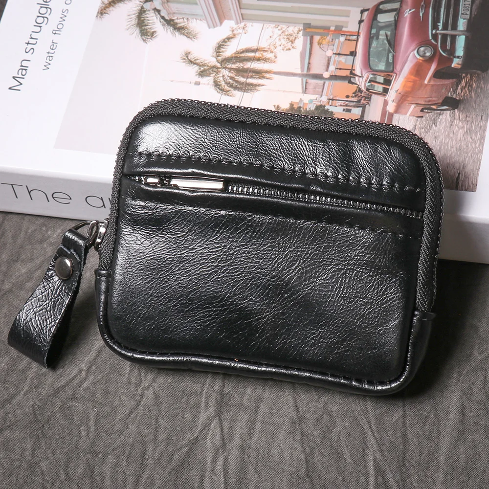 LUOKIR Einfache Münztasche, Leder-Geldbörse, Damen-Reißverschlusstasche aus weichem Leder, großes Fassungsvermögen, Geldbörse aus Rindsleder, Kartenhalter – Detail 4
