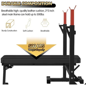 CANPA Weight Bench with Squat Rack Workout Bench Adjustable Barbell Rack Stand Strength Training Home Gym Multi-Function 2
