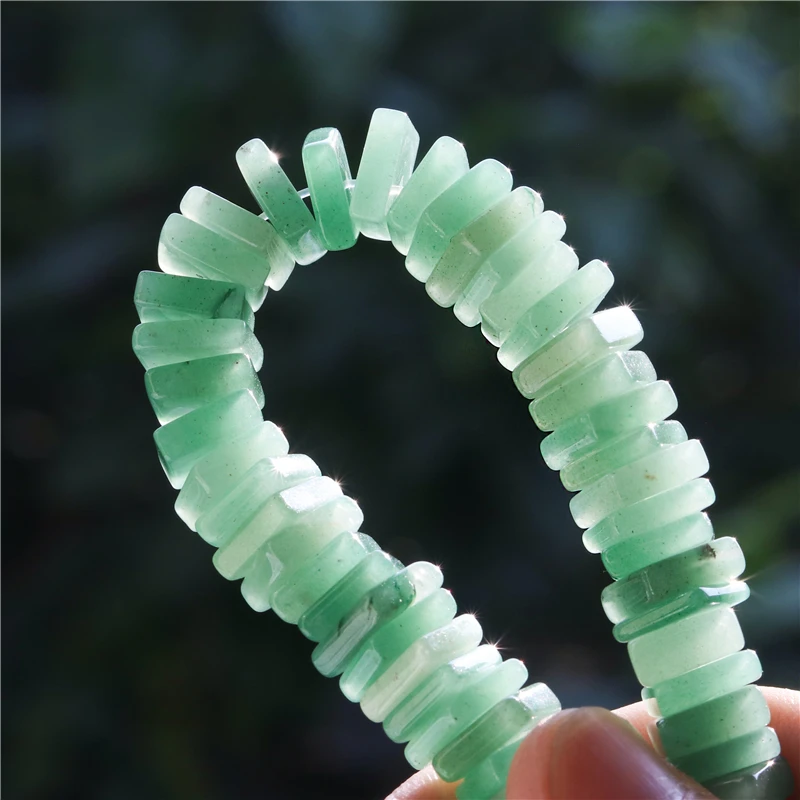 Natural Stone Moss Jade Leopard Green Aventurine Square Slice Spacer 3x10MM Gemstone Beads For Jewelry Making Diy Bracelet