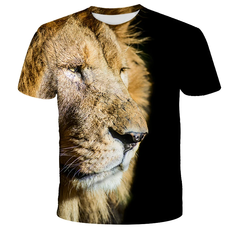 New Personality Lion Men's 3d Printing Short-sleeved T-shirt