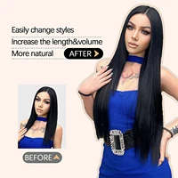 Extension capillaire synthétique longue et lisse à Clip, 5 Clips, faux cheveux blonds, bruns et noirs, résistants à la chaleur 4