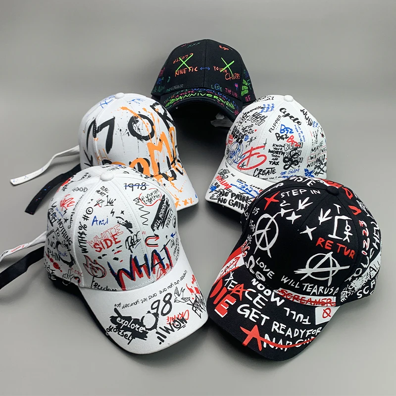 New Graffiti Hip-Hop Kpop Men Women Baseball Hats Cotton Breathable Snapback Skateboard Sport Caps Adult Cool Streetwear Fashion 2