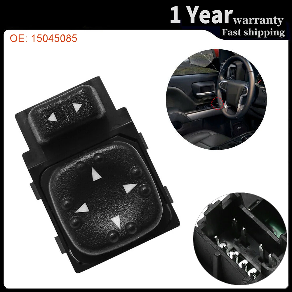 Mirror Switch For Chevy Avalanche Tahoe Suburban Cadillac Escalade – 15045085, 901-124, Direct Replacement, Black