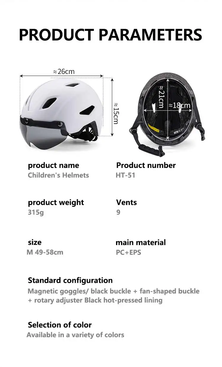 Description Picture 4 of itemEastinear's New Children's Bicycle Helmet Children's Sports Safety Riding Removable Magnetic Lens Helmet Protective Gear