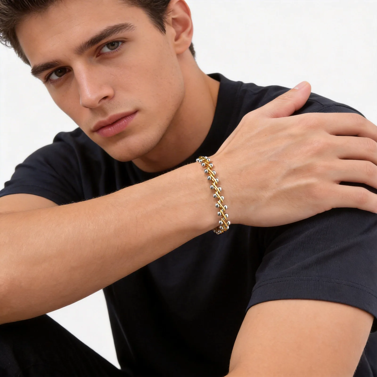 Neues Herren-Armband, 10MM Edelstahl Handgefertigtes Kettenglieder-Armband, Schmuckgeschenk für Ehemann, Sohn, Vater – Detail 2
