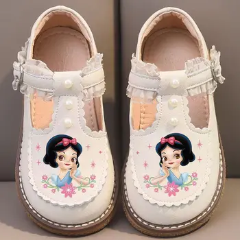 Scarpe casual da ragazza Disney Lolita Suola morbida Principessa Elsa Biancaneve Scarpe antiscivolo in pelle Pu Scarpe moda per ragazze Taglia 23-35 1