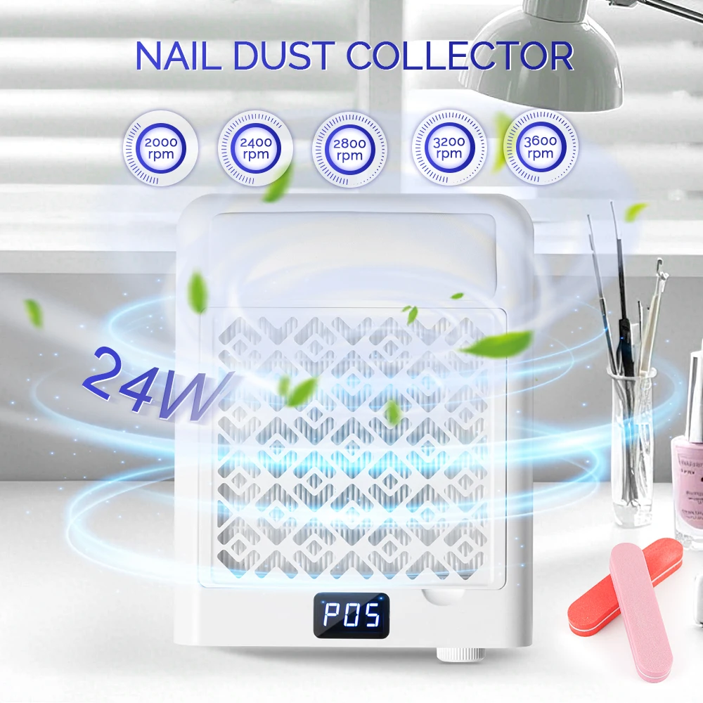 Wireless Turbine Brushless Nail Dust Collector Speed Adjustable Nail Dust Extractor Nail Art Manicure Fan Vacuum Cleaner Filters