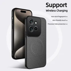 Magnetic Carbon Fiber Textured Anti - Drop Shockproof Case with Skin - Feel Finish for Moto Edge70 (GRAY)