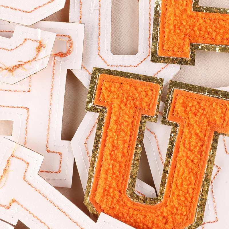 Letter Iron On Patches Sew On Appliques with Ironed Adhesive Orange  Embroidered Decorative Repair Patches for Shoes Hat Bag Clothing(26PCS  Alphabet