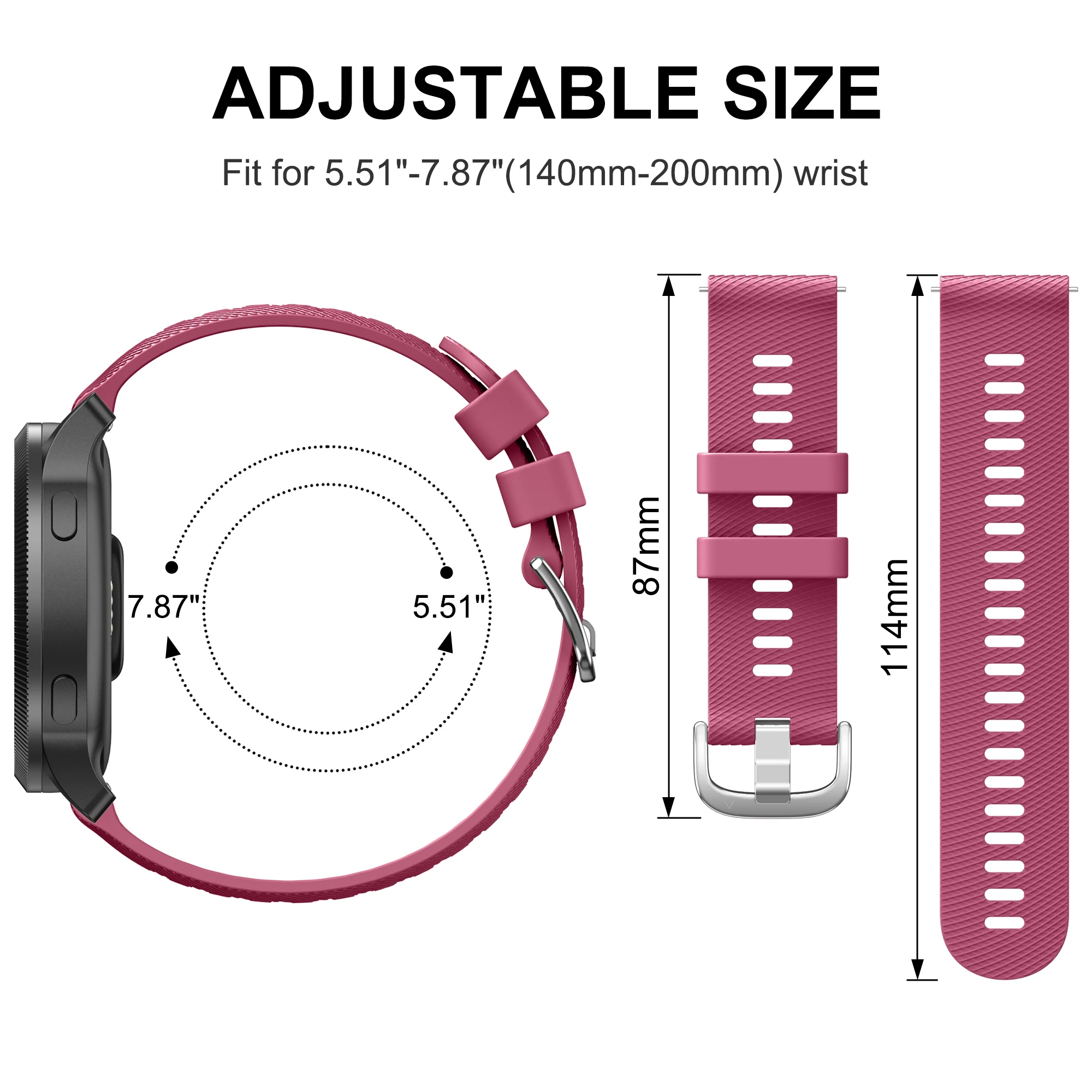 Elegant 18mm Silicone Watch Strap
