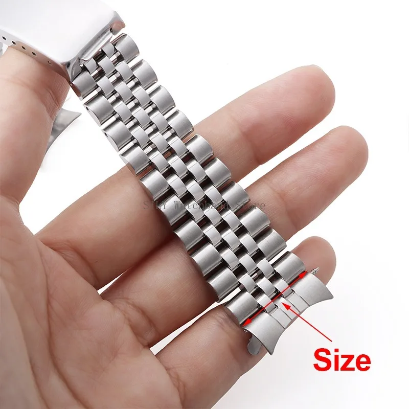 Solid Stainless Steel Curve End Watch Band - Sport Wristbelt Business Bracelet
