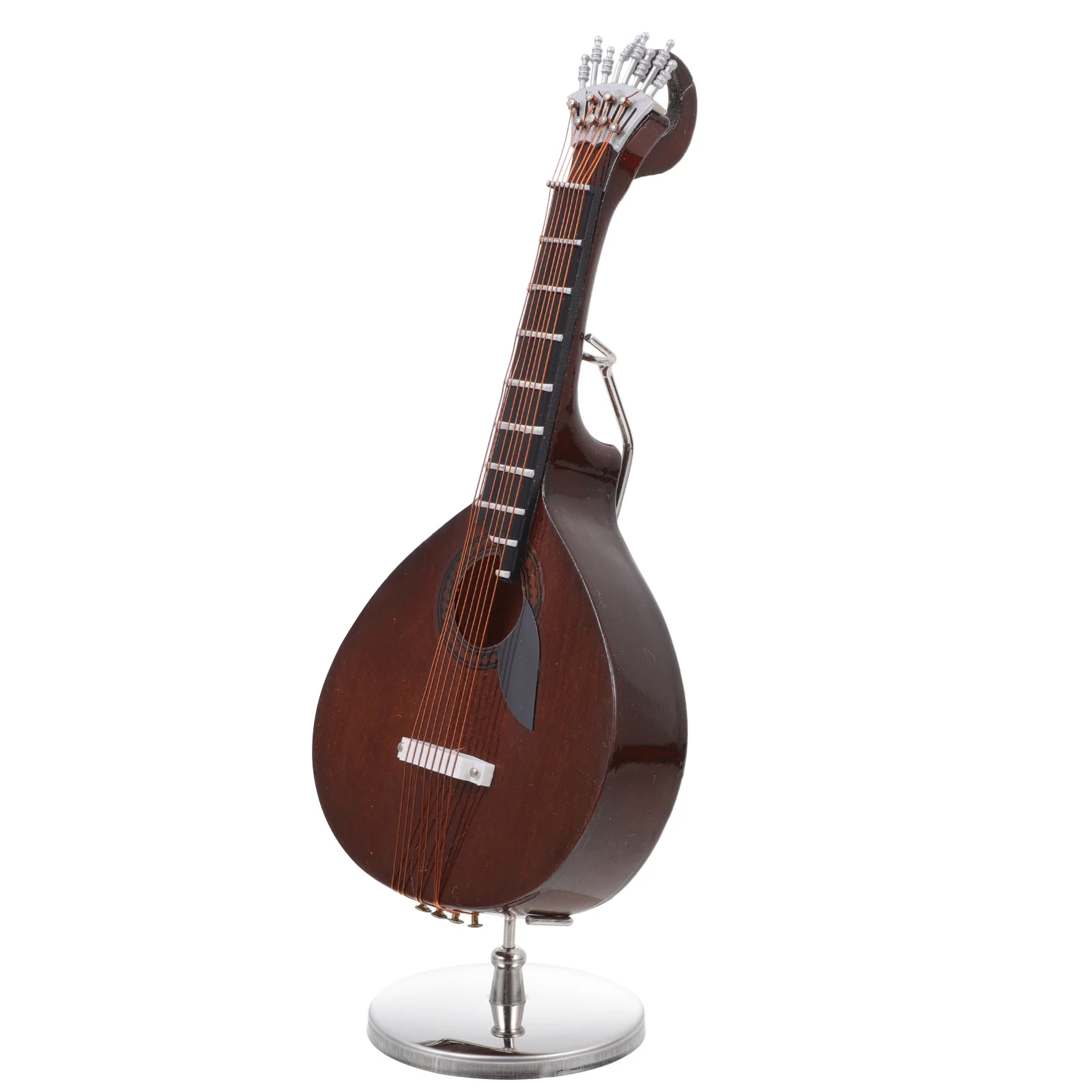 

Vaguelly Home Decor Kids Guitar 1 Set Miniature Wooden Guitar Model Box Stand Mini Portuguese Guitar Figurine Decor Home