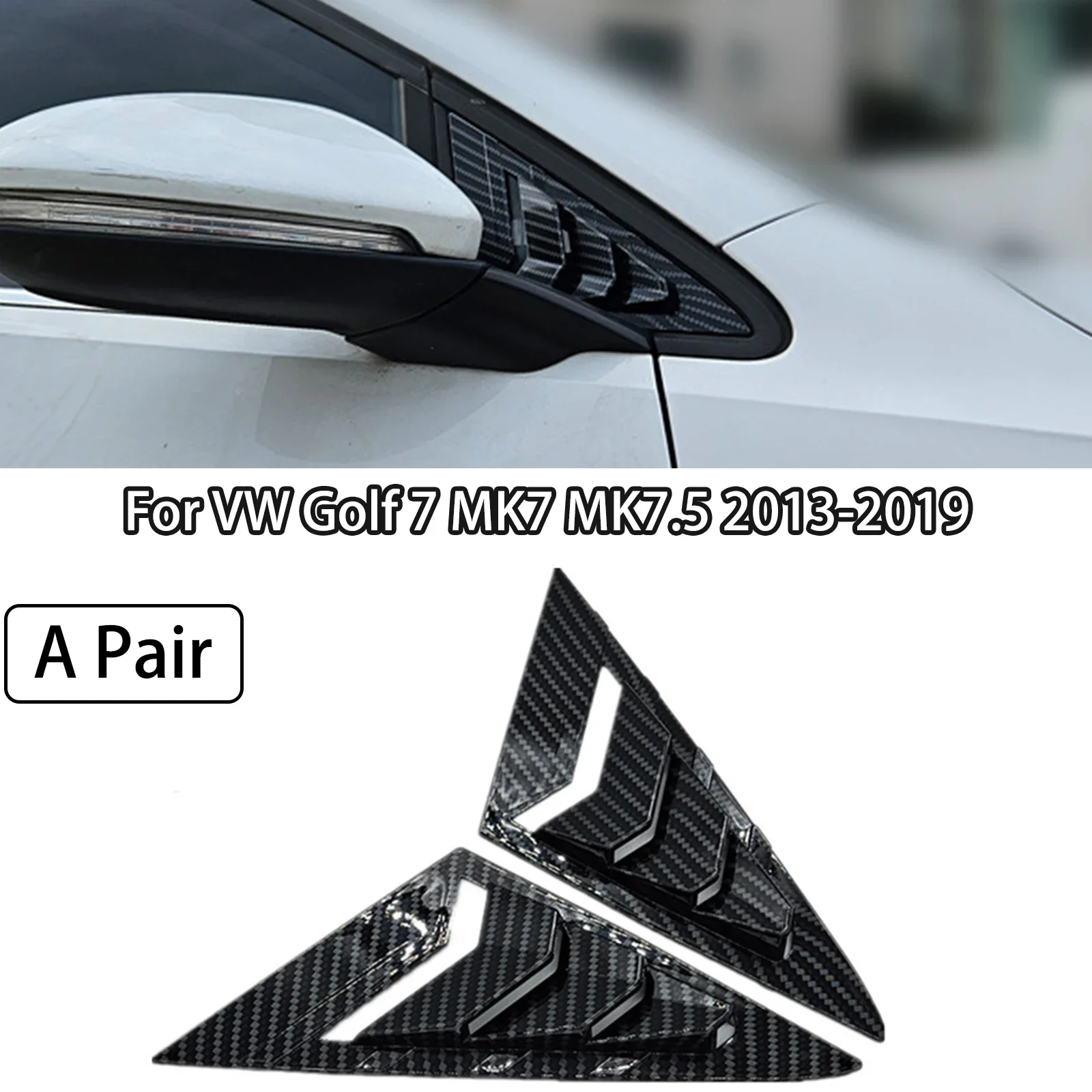 

Передние треугольные оконные жалюзи для VW Golf 7 MK7 MK7.5 2013-2019, боковые затворы, защитная крышка, отделка, наклейка на вентиляционное отверстие, углеродные автомобильные аксессуары