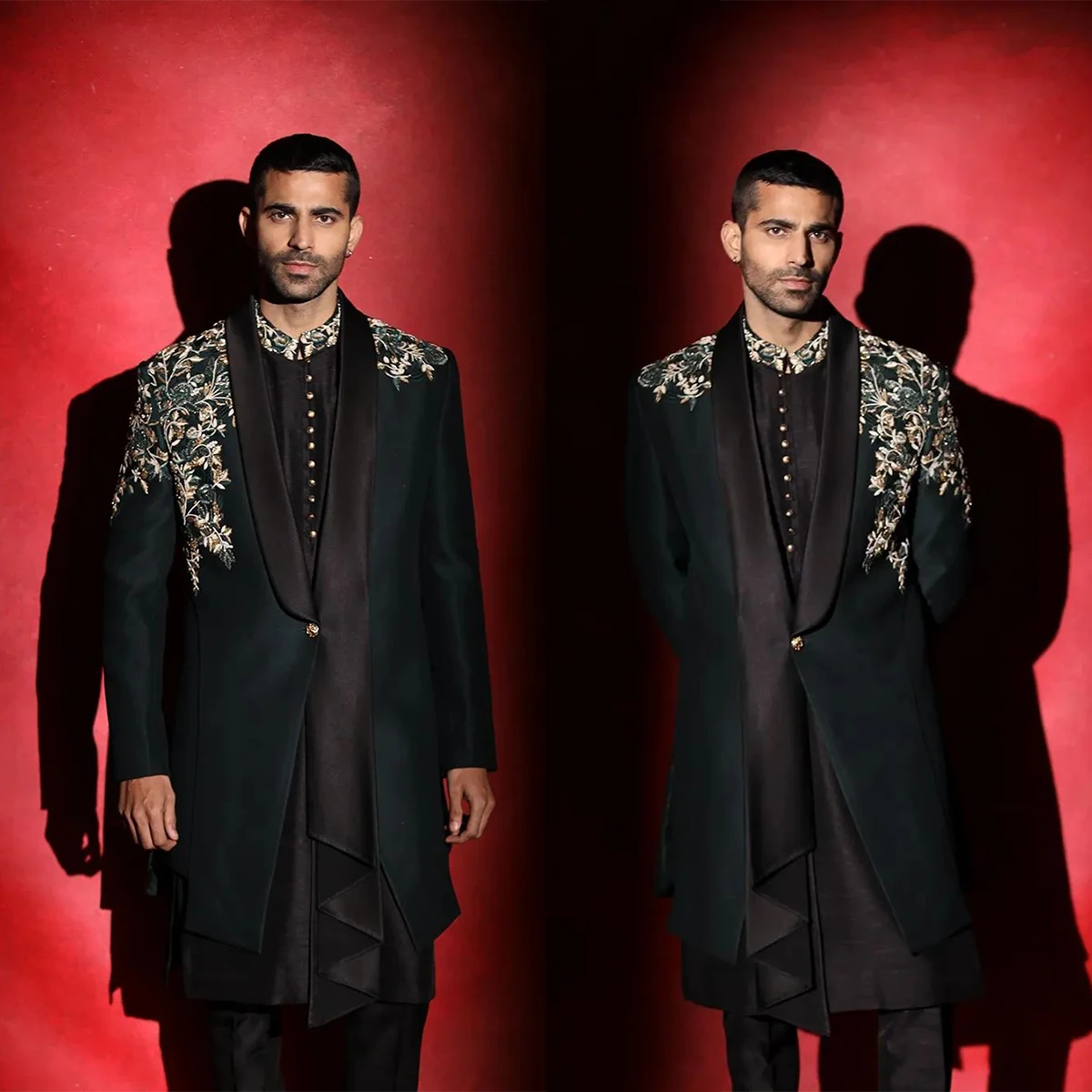 New Arrival Men's Suits Tailored 3 Pieces Blazer Vest Pants Appliques Beads One Button Wedding Sheer Lapel Custom Made Plus Size