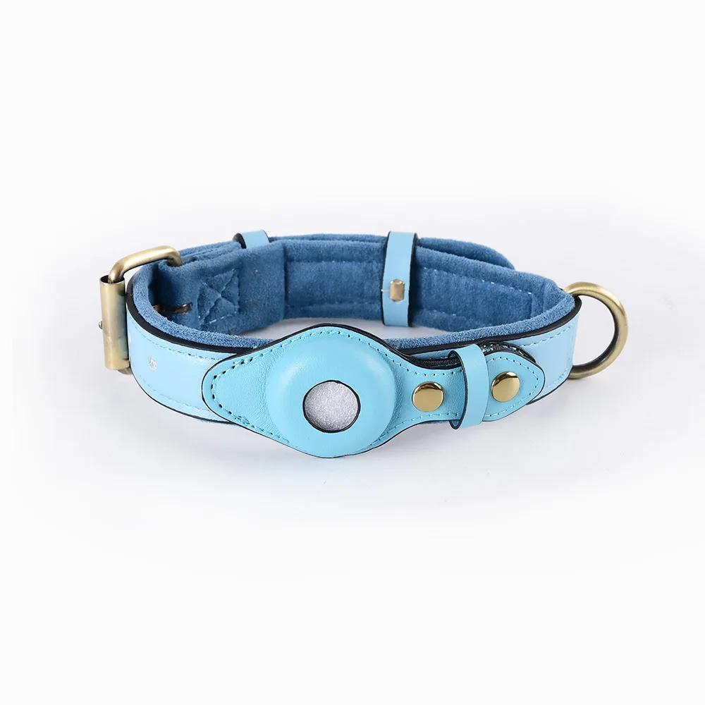 

New Airtag Pet Collar Luxury Leather Apple Airtags Dog Cat Collar Anti-Lost Adjustable Location Tracker Collar With AirTag Case