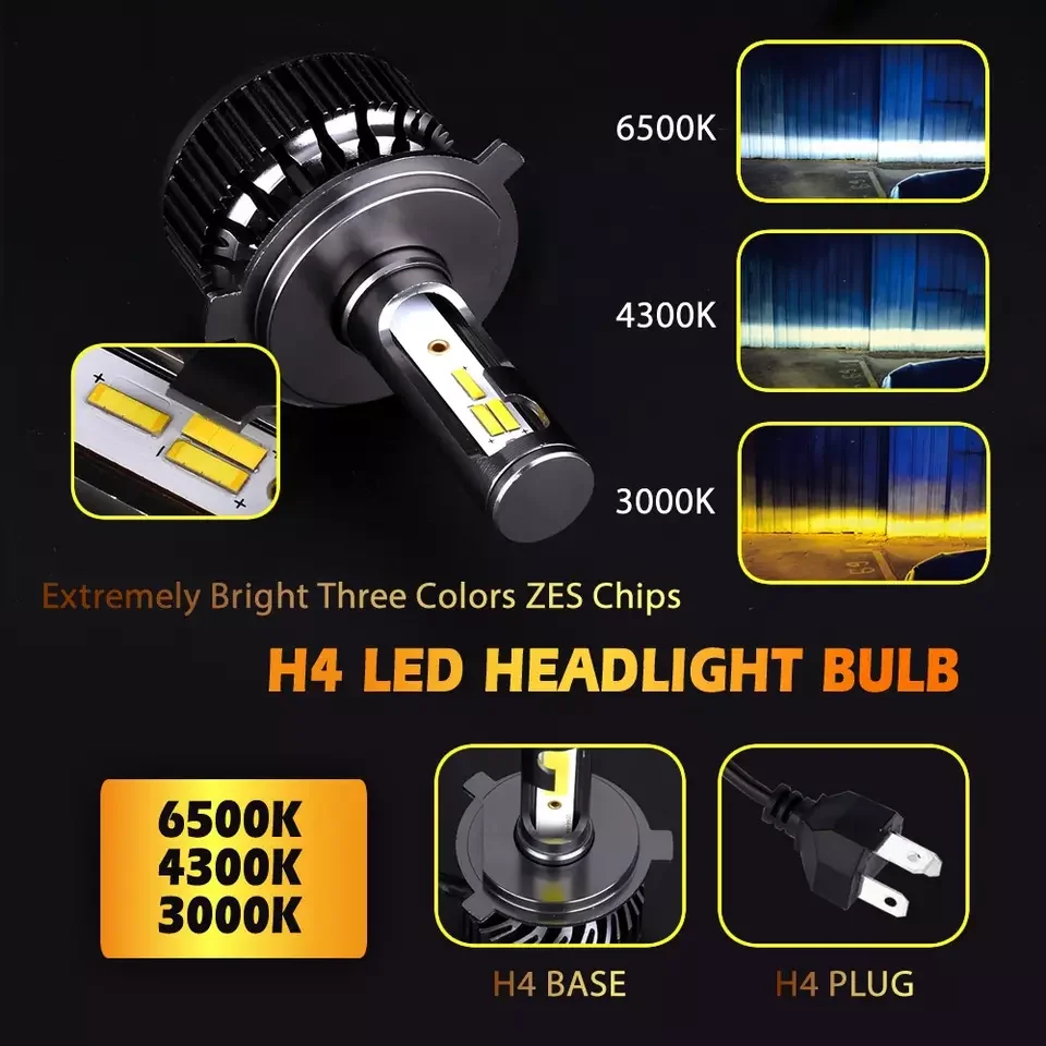 Heyword H4 LED H7 3 Color Changing Car Headlights Fog Lights 3000K 4500K 6500K Flash 80W Auto Lights 2 PCS H1 H3 H11 9005 H13 led car lights led lights led headlights led car headlights car headlamps