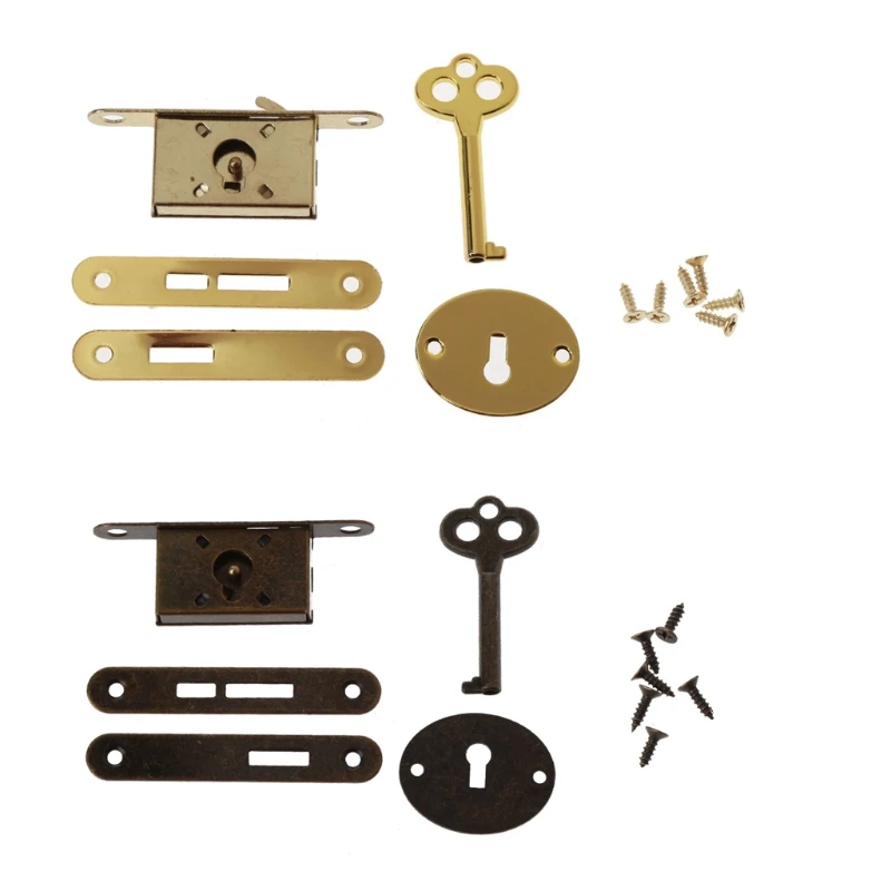 Decorative Furniture Locks Drawer lock antique locks Antique Metal Drawer Locks with Key for Jewelry Wooden Box Latch Vintage Furniture Hardware