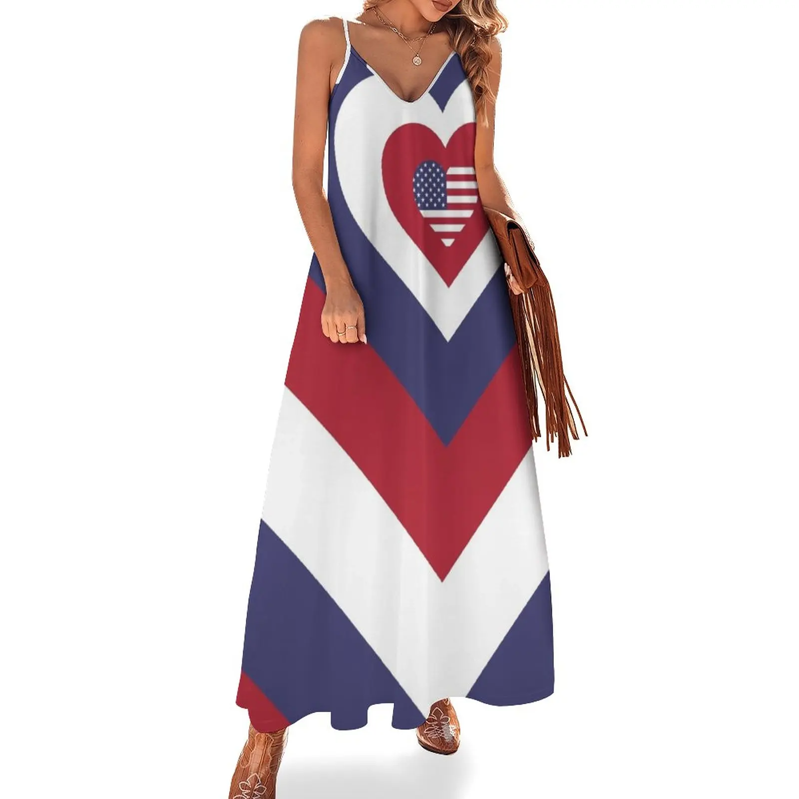 

American Flag Heart Sleeveless Dress Woman clothing Dance dresses dress women summer 2023