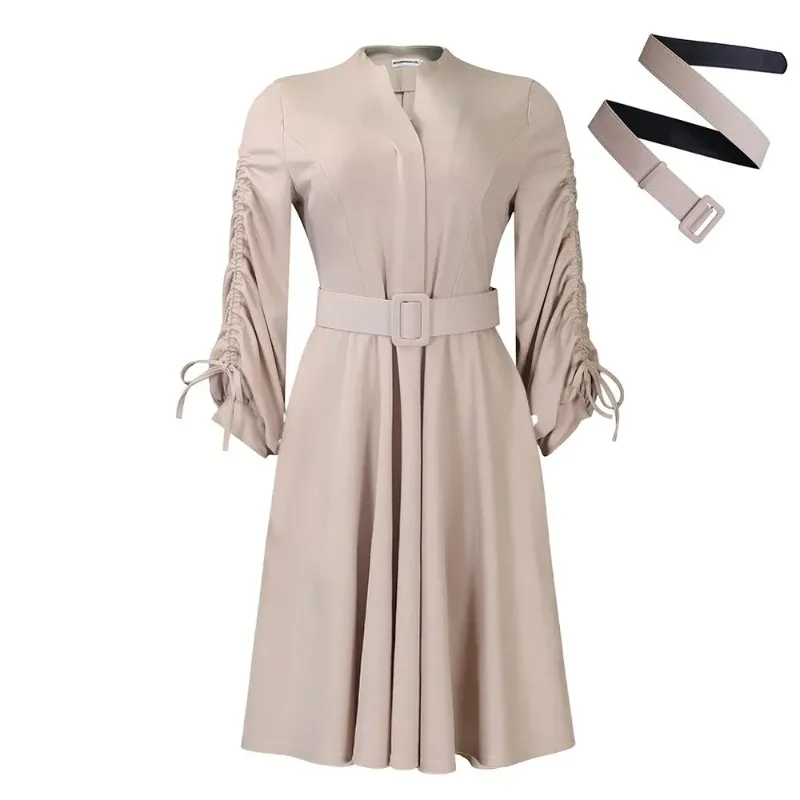 

Dashiki African Clothing African Dresses for Women Elegant 2024 Spring African Long Sleeve V-neck Fashion Office Lady Midi Dress