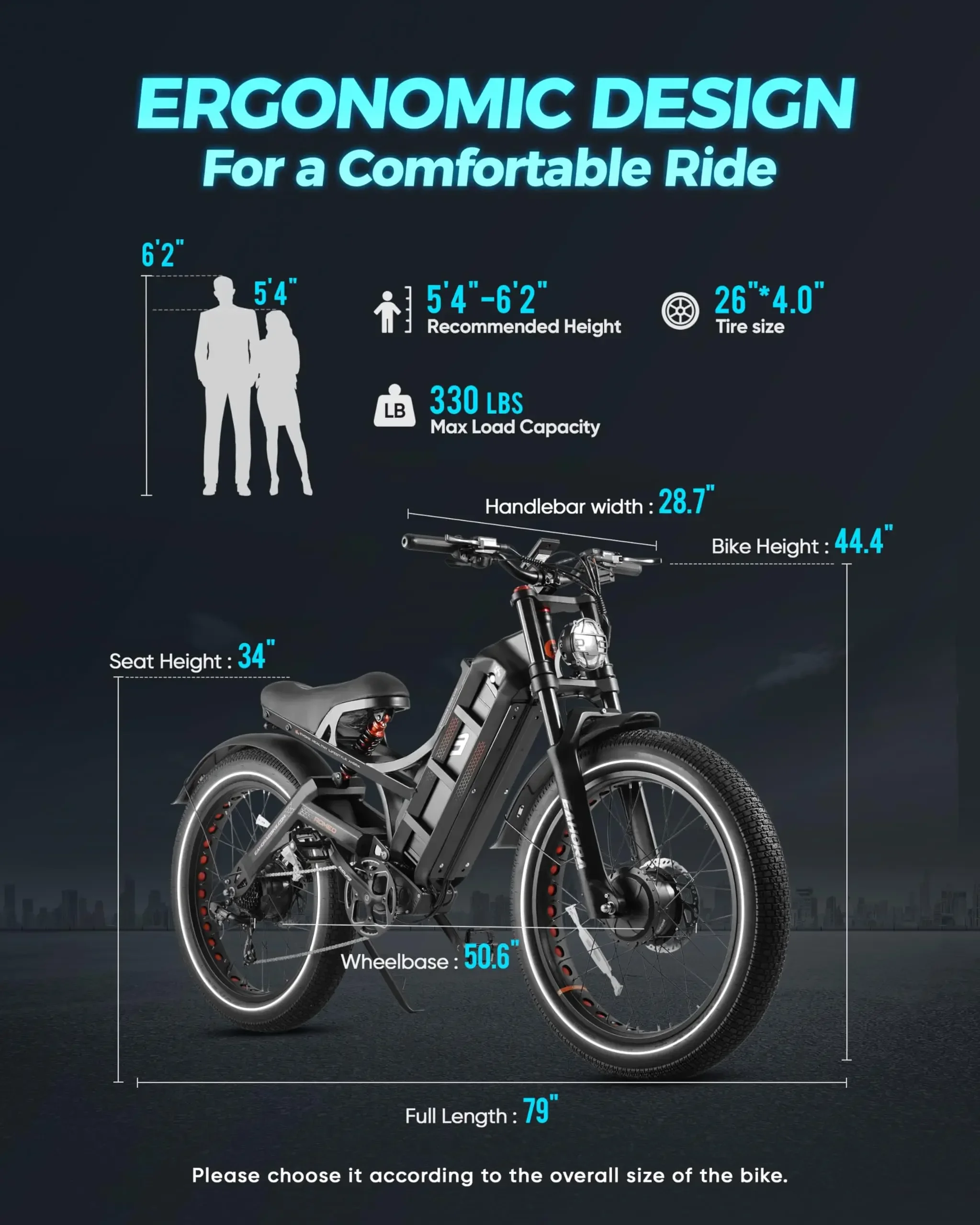Romeo Pro II Ebike 3000W Dual Motor 52V 60AH 26*4.0 Fat Tire