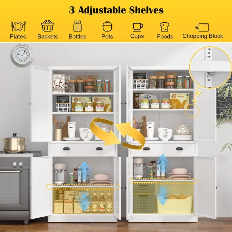 71&rdquo; Food Pantry Storage Cabinet with Drawer Kitchen Cupboard Storage Cabinet with Doors Tall for Pantry,Kitchen