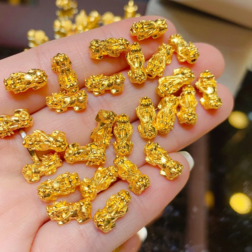 999 real gold yuanbao 24k pure gold pixiu fine gold jewelry gold charms for  bracelets about 0.5g-0.85g - AliExpress