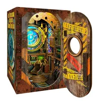 DIY Wooden Book Nook Shelf Insert Miniature Model Kits Ten Thousand Leagues Under the Sea Bookshelf with Light for Friends Gifts 1