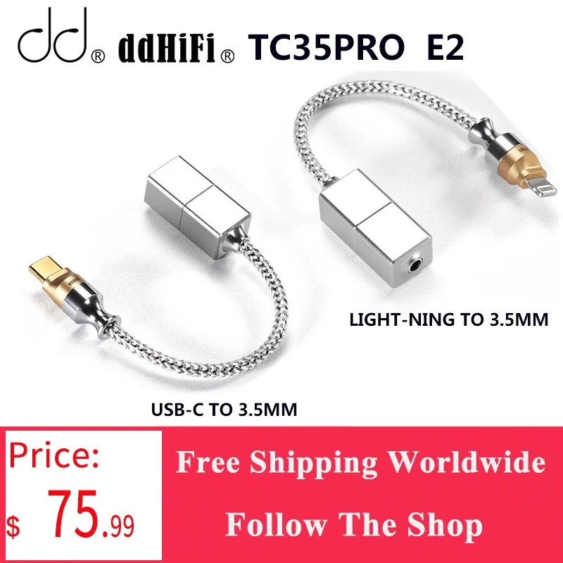 

DDHiFi TC35Pro 2nd Gen Eye2 (E2), USB-C / Light-ning to 3.5mm DAC Dongle, CS43131/ES9603Q Chips, 32bit/384kHz PCM / Native256