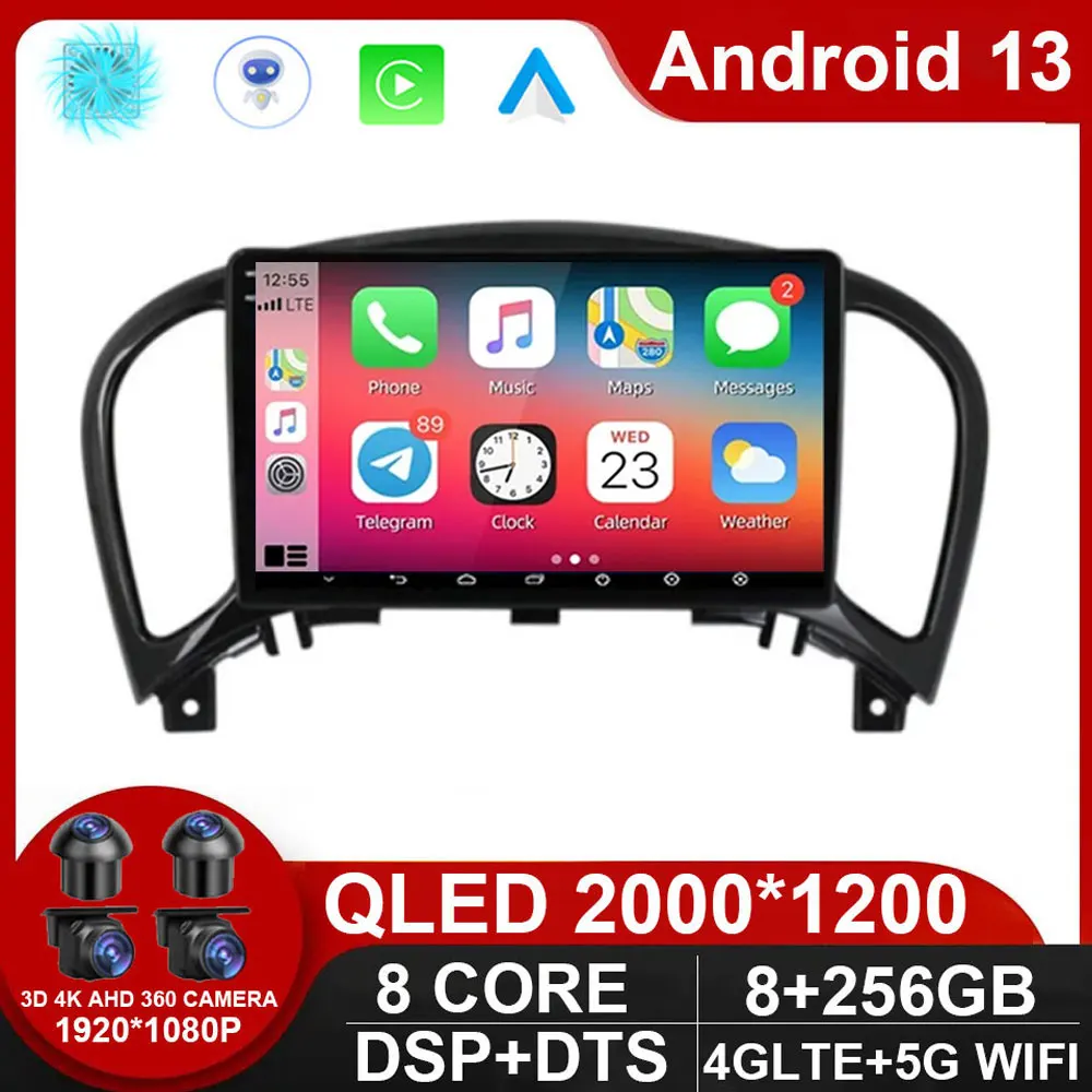 

9" 4G Carplay Android 13 Car Radio Multimedia Video Player GPS Navigation For Nissan Juke YF15 2010-2014 Head Unit NO 2din