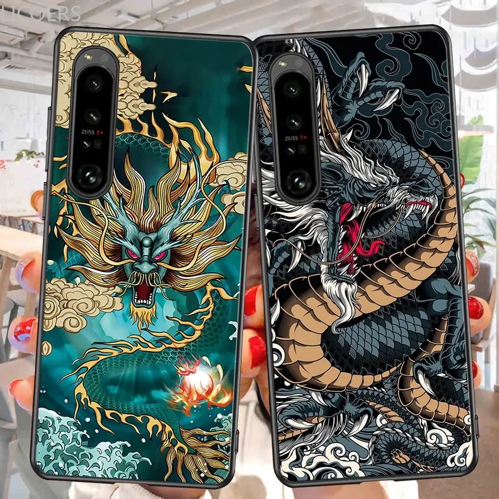 Фото Чехол Dragon для Sony Xperia 10 5 1 V IV III II Ace Pro-I 8 L4 XZ, мягкий матовый Силиконовый противоударный чехол с милым рисунком №1