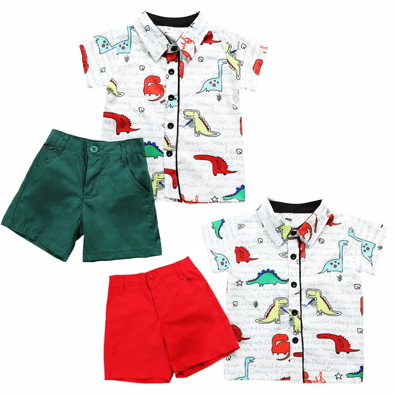 

Summer Boy Clothes Set Baby Boy Suits Shirt and Shorts Casual Kid Outfits Toddler Children Clothing Cartoon Animal