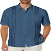 2024 Men's Cotton and Linen Cuban Guayabera Shirt Fashion Casual Popular Business Short Sleeve Button Shirt Summer Beach Top 4