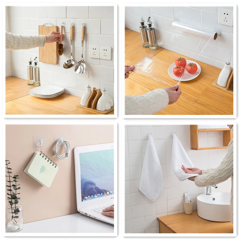 Clothes Hooks Key Storage Hanger Wall Door Rack Transparent Strong Self Adhesive for Kitchen Bathroom Organizers Gadget 10PCS