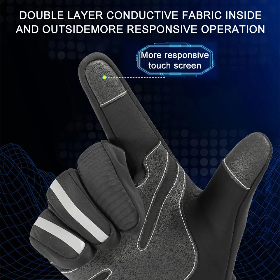 GTUBIKE Men's Early Winter Thermal Gloves Polar Fleece Touchscreen Warm Anti-slip Gloves for Driving Riding Running Bike Cycling