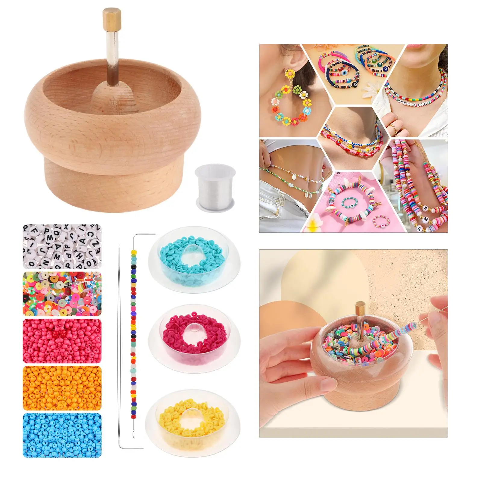 1 Set Bead Spinner Bowl Clay Bead Spinner Kit DIY Beading Turning Bowl with  4 Bowls 2 Needles 1000Pcs Beads for DIY Craft - AliExpress