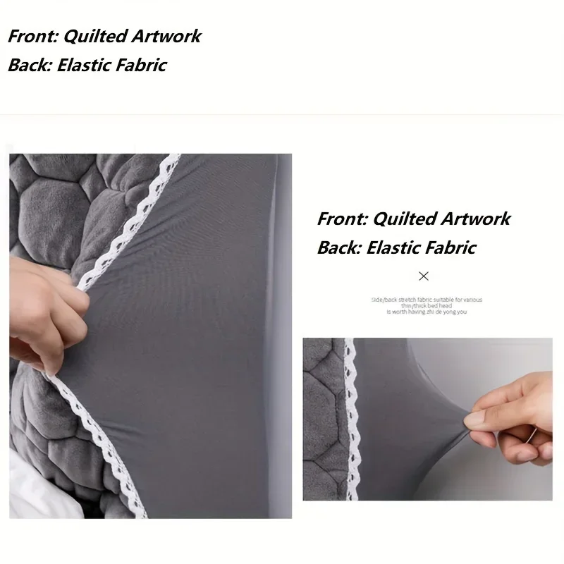 Luxury Velvet Quilted Headboard Cover - Super Soft & Smooth Dust Protector