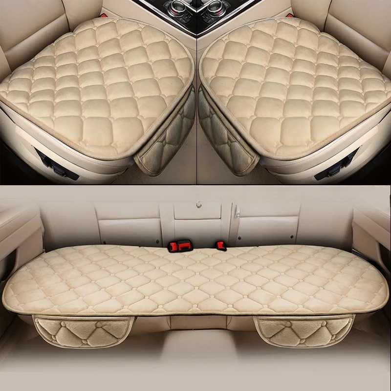 Car Seat Covers Plush Anti Scratch Automotive Seat Protector Cushion Auto Front/Rear Pad Universal Mats All Seasons