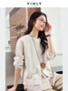 VIMLY Women Commuter Fake 2PCS Spliced Stripe Split at HemSweatshirt 2025Spring Lazy Style Simple Casual Versatile Top Pullovers 5