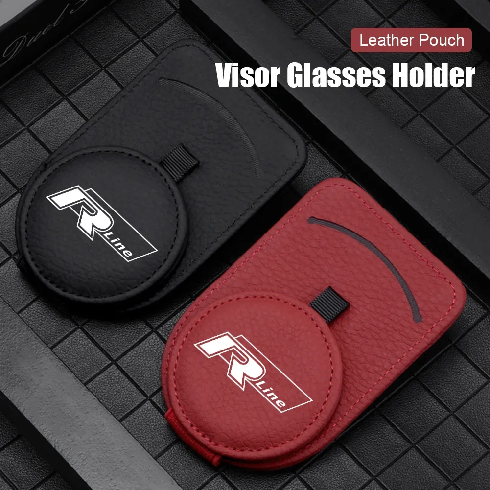 

Car Sunglasses Clip For VW Volkswagen T-ROC TROC Rline Auto Interior Accessories Woman Leather Car Sun Visor Glasses Case Holder